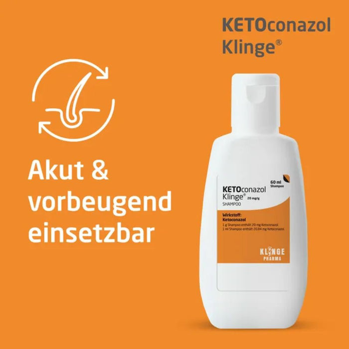KLINGE Ketoconazol 20 mg/g Shampoo zur  Behandlung von Infektionen der Kopfhaut, 60 ml Shampoo