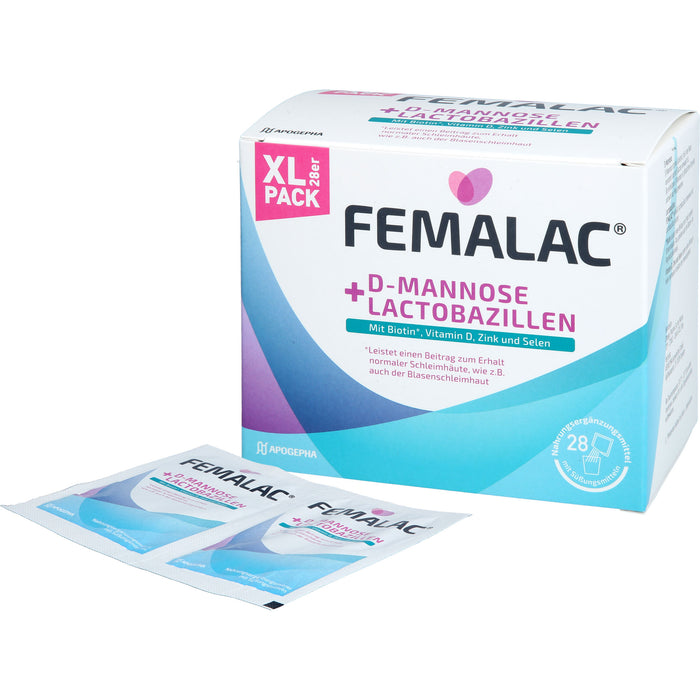 FEMALAC D-Mannose + Lactobazillen Pulver zum Erhalt normaler Schleimhäute, 28 St. Beutel