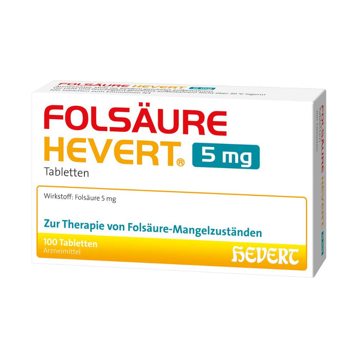 Folsäure Hevert 5 mg zur Therapie von Folsäure-Mangelzuständen, 100 St. Tabletten