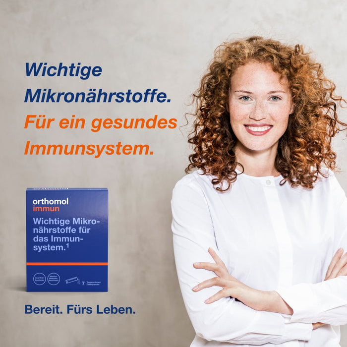 Orthomol Immun - Mikronährstoffe zur Unterstützung des Immunsystems - mit Vitamin C, Vitamin D und Zink - Menthol-Himbeere, 7 St. Tagesportionen