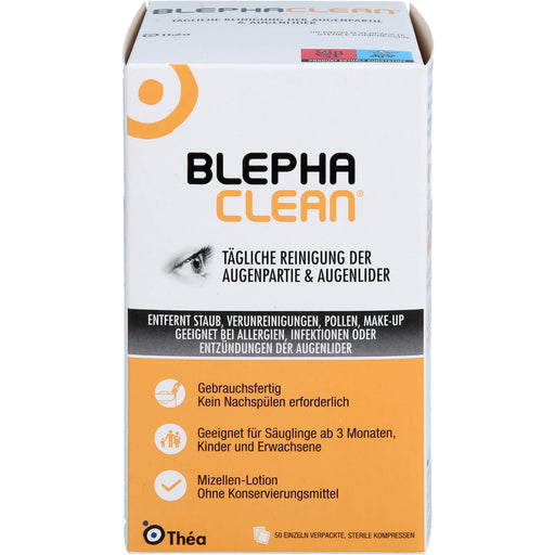 Blephaclean sterile Kompressen zur täglichen Reinigung der Augenpartie und Augenlider, 50 St. Kompressen