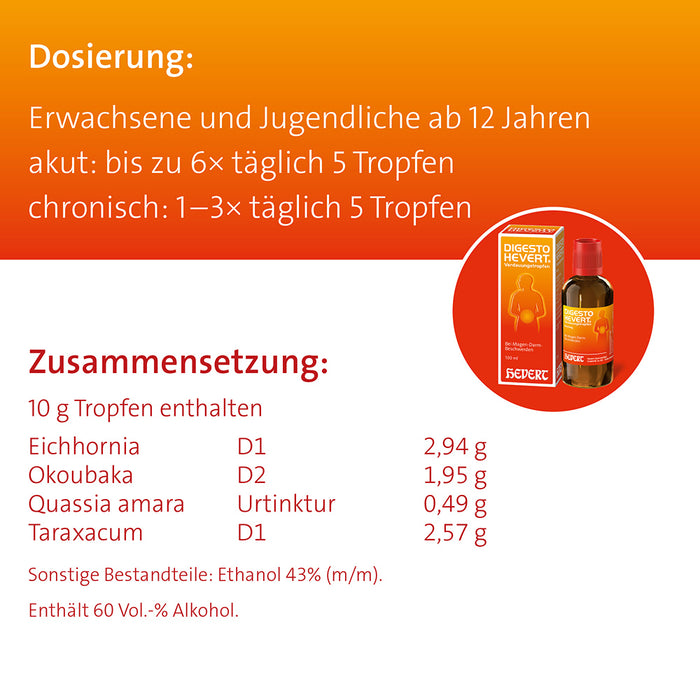 Digesto Hevert Verdauungstropfen bei Magen-Darm-Beschwerden, 100 ml Solution