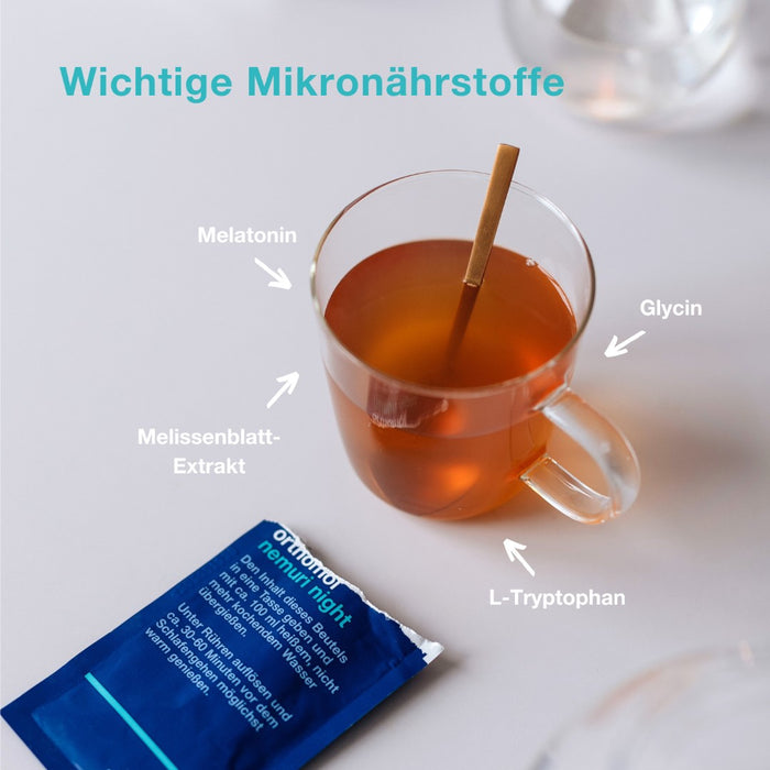 Orthomol Nemuri night - zur Verkürzung der Einschlafzeit - Heißgetränk mit Melatonin und Hopfen-Extrakt - Granulat, 15 St. Tagesportionen