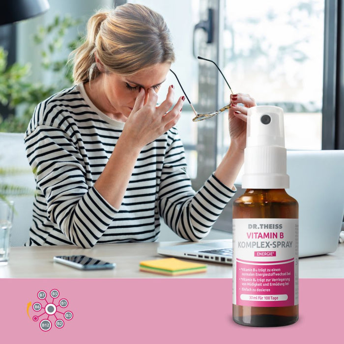 Dr. Theiss Vitamin B Komplex-Spray für eine normale Funktion des Nervensystems und zur Verringerung von Müdigkeit, 30 ml Solution