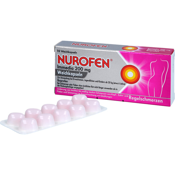 Nurofen Immedia Weichkapseln bei Regelschmerzen ab 6 Jahren 200mg, 10 St. Kapseln