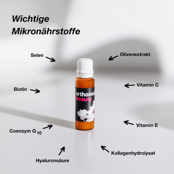 Orthomol Beauty für Frauen - Mikronährstoffe für Haut, Haare und Nägel - mit Hyaluronsäure, Kollagen und Coenzym Q10, 7 ml Tagesportionen