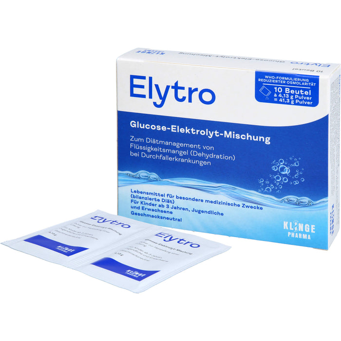 Elytro Glucose-Elektrolyt-Mischung bei Durchfallerkrankungen geschmacksneutral, 10 pcs. Sachets