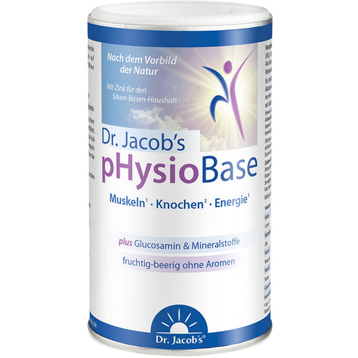 Dr. Jacob's pHysioBase Basen-Citrat-Basenpulver + Glucosamin für Muskeln, Knochen & Immunsystem, 300 g Pulver