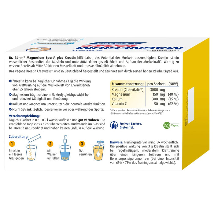 Dr. Böhm Magnesium Sport + Kreatin Trinkpulver, 30 pc Granules