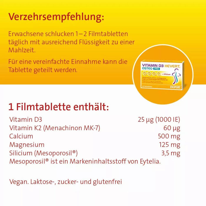 Vitamin D3 Hevert Osteo Pro für gesunde Knochen und Muskeln, 60 pc Tablettes
