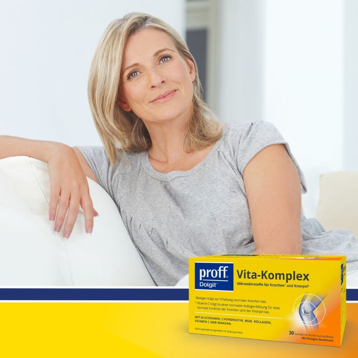 Proff Dolgit Vita-Komplex Pulver für Knochen und Knorpel mit Orangen-Geschmack, 30 St. Beutel