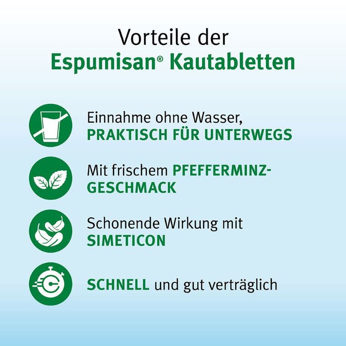 Espumisan 42,33 mg Kautabletten bei Blähungen und Völlegefühl, 20 St. Tabletten