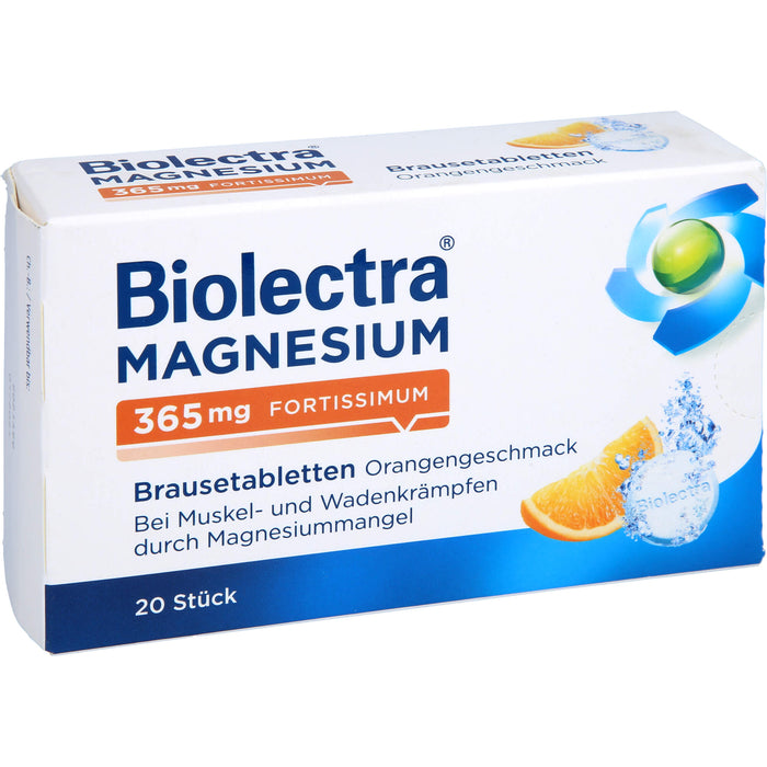 Biolectra Magnesium 365 mg fortissimum Brausetabletten mit Orangengeschmack, 20 pcs. Tablets