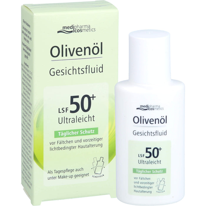 Medipharma Cosmetics Olivenöl Gesichtsfluid LSF 50+ ultraleicht täglicher Schutz vor Fältchen, 50 ml Solution