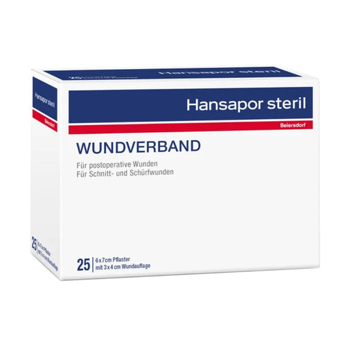 Hansapor steril Wundverband 6 x 7 cm Pflaster mit 3 x 4 cm Wundauflage, 25 St. Wundauflagen