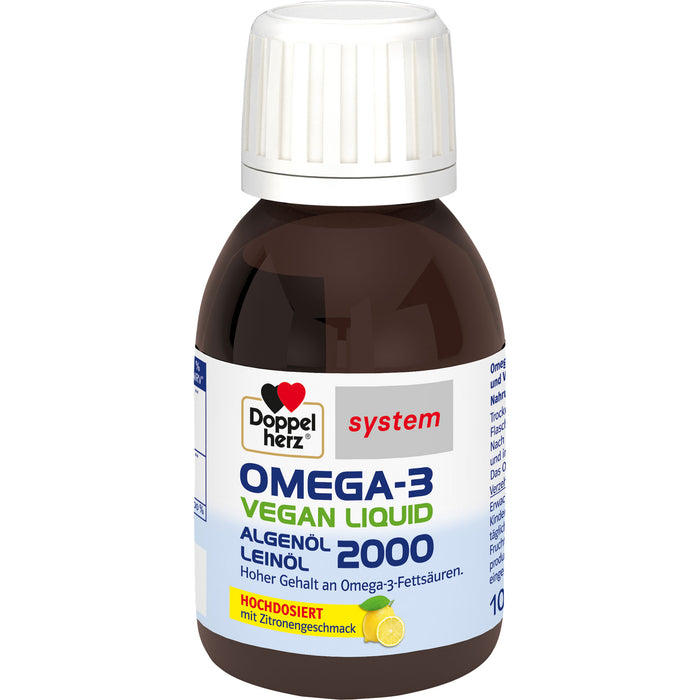 Doppelherz system Omega-3 Vegan Liquid 2000 mit Zitronengeschmack, 100 ml Solution