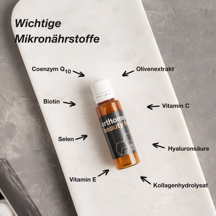 Orthomol Beauty for Men - unterstützt Haut, Haare und Nägel bei Männern - mit Coenzym Q10, Biotin und Zink - Trinkfläschchen, 30 St. Tagesportionen