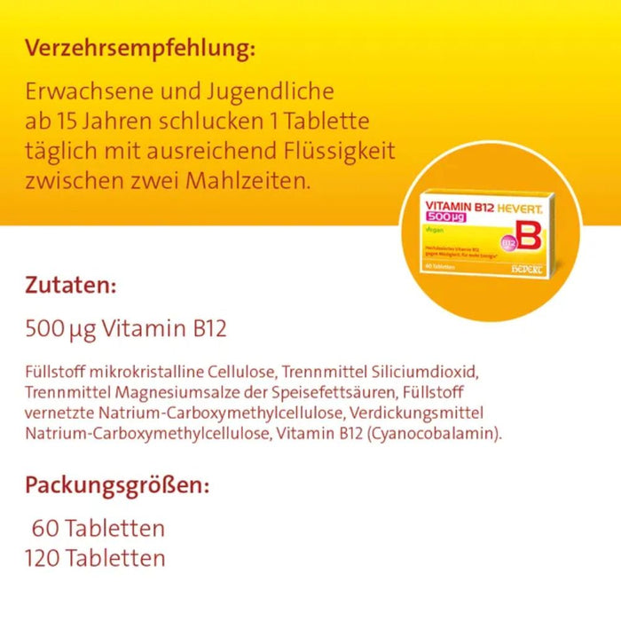 Vitamin B12 Hevert 500 µg  Tabletten, 60 pcs. Tablets