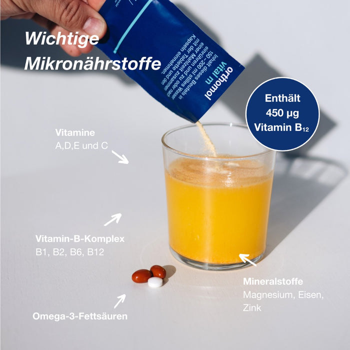 Orthomol Vital m für Männer - bei Müdigkeit - mit B-Vitaminen und Omega-3-Fettsäuren - Grapefruit-Geschmack - Granulat/Tabletten/Kapseln, 30 St. Tagesportionen