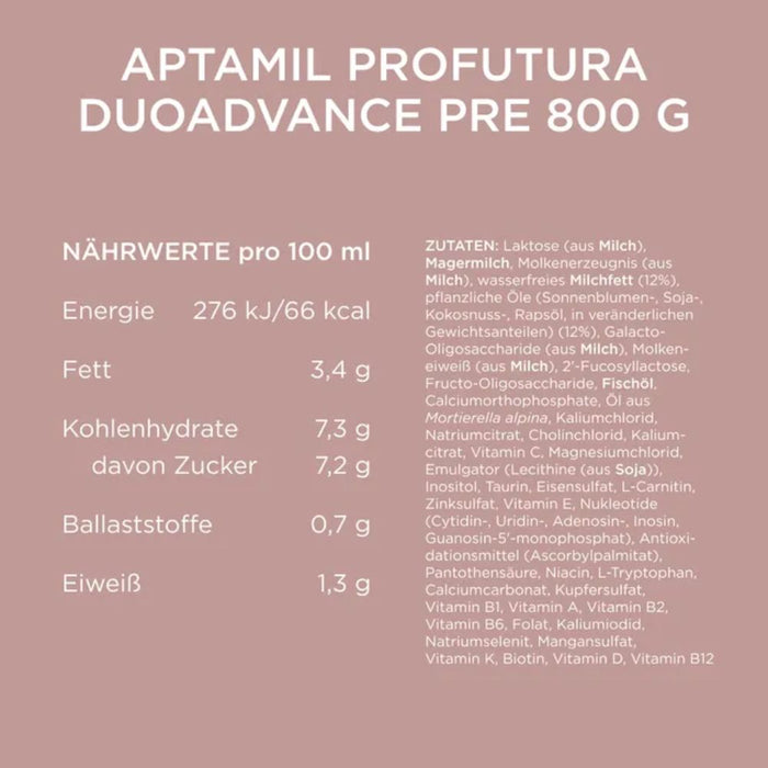 Aptamil Profutura Pre Anfangsmilch Pulver von Geburt an, 800 g Poudre