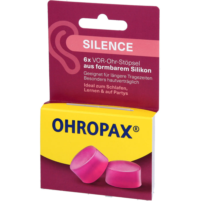 OHROPAX Silence Silikon Vor-Ohr Stöpsel, 6 pc Bouchons d'oreilles