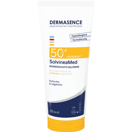 DERMASENCE SolvineaMed Sonnenschutz-Gelcreme LSF 50+ leichte, feuchtigkeitsspendende Textur für allergische Haut, 200 ml Creme