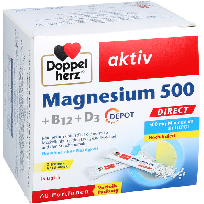 Doppelherz Magnesium 500 + B12 + D3 Depot direct, 60 St PEL