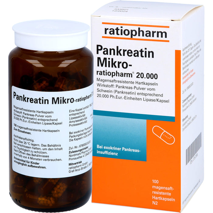 Pankreatin Mikro-ratiopharm 20 000 magensaftresistente Hartkapseln, 100 pc Capsules