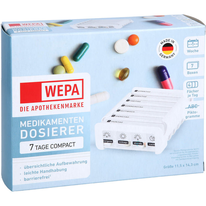 WEPA Medikamentendosierer 7 Tage Compact Wochenmagazin weiß, 1 pcs. Dosette
