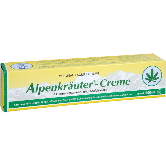 Lacure Alpenkräuter-Creme mit Cannabisöl und Teufelskralle, 200 ml Crème