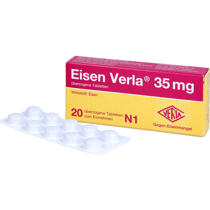 Eisen Verla 35 mg Tabletten gegen Eisenmangel, 20 pc Tablettes