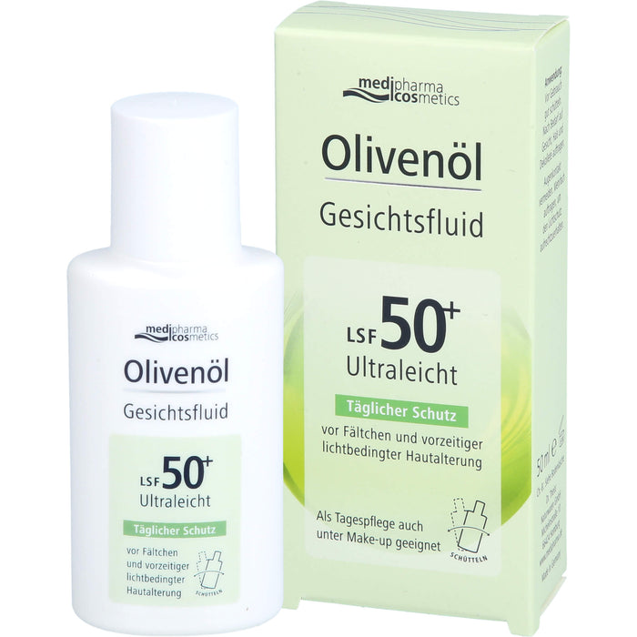 Medipharma Cosmetics Olivenöl Gesichtsfluid LSF 50+ ultraleicht täglicher Schutz vor Fältchen, 50 ml Solution