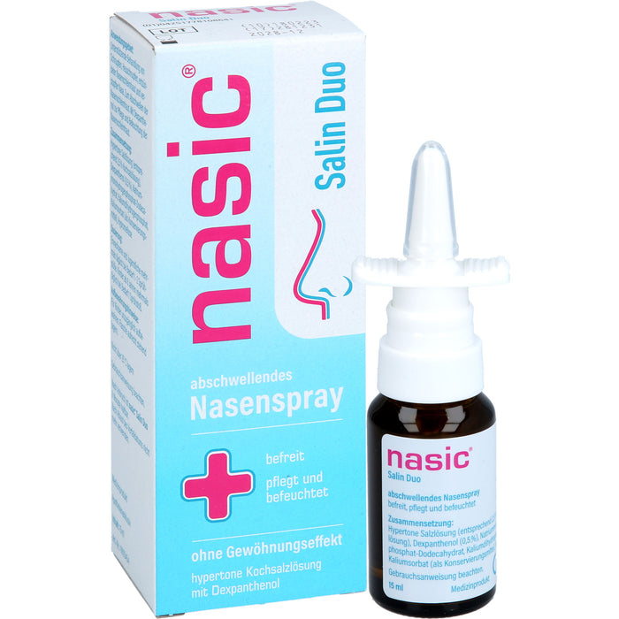 Nasic Salin Duo Nasenspray befreit, pflegt und befeuchtet, 15 ml Solution