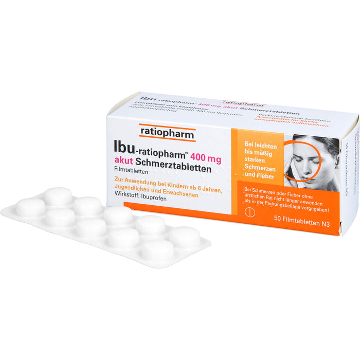 IBU-ratiopharm akut 400 mg Schmerztabletten, 50.0 St. Tabletten