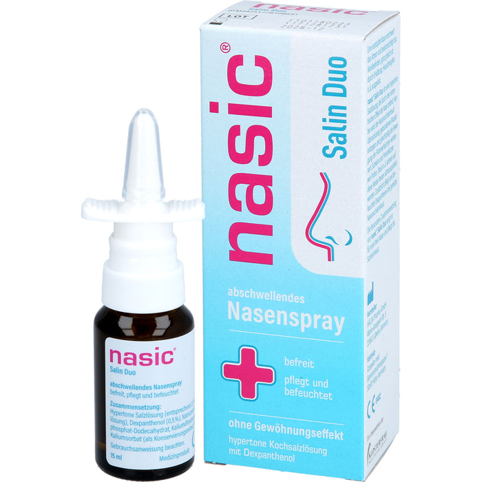 Nasic Salin Duo Nasenspray befreit, pflegt und befeuchtet, 15 ml Solution