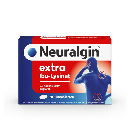 Neuralgin extra Ibu-Lysinat 400 mg Filmtabletten bei Schmerzen oder Fieber, 20 St. Tabletten