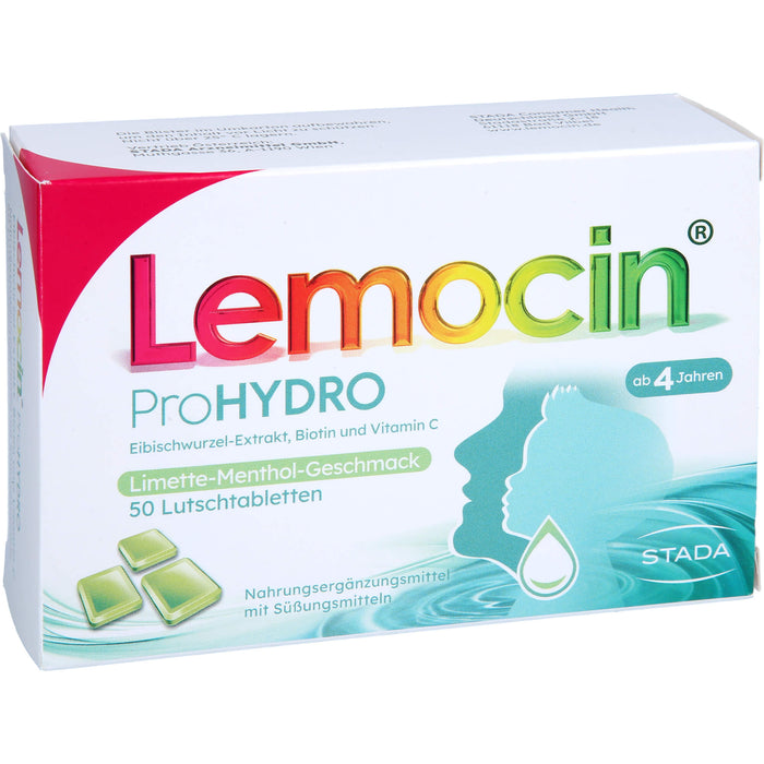 Lemocin ProHydro Lutschtabletten mit Limetten-Menthol-Geschmack zur Beruhigung und Befeuchtung von Hals und Rachen, 50 pcs. Tablets