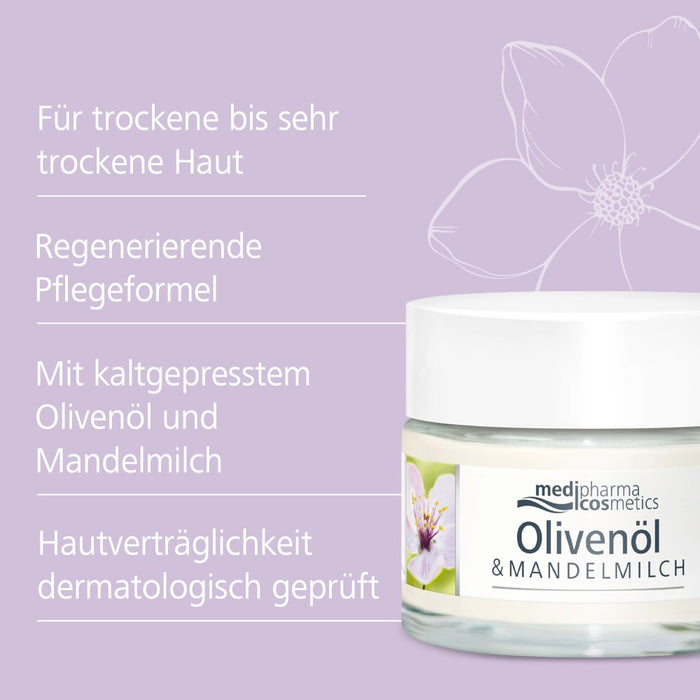 Medipharma Cosmetics Olivenöl & Mandelmilch regenerierende Nachtpflege, 50 ml Creme