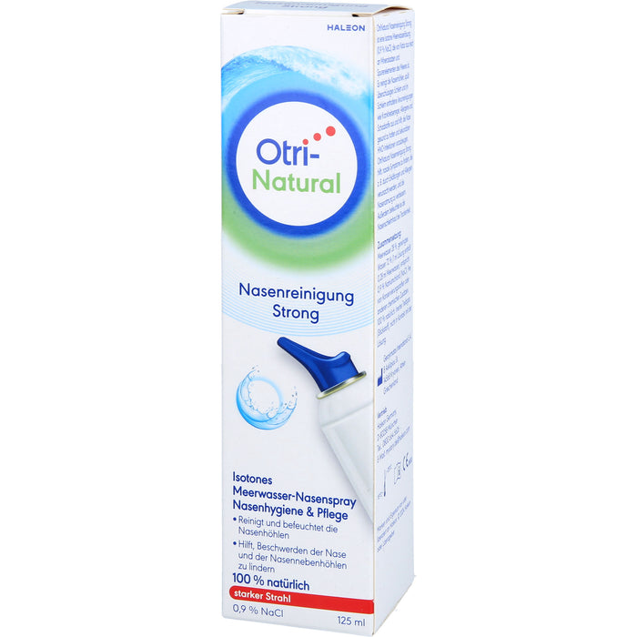 OtriNatural Nasenreinigung Strong isotones Meerwasser Nasenspray mit starkem Strahl, 125 ml Solution