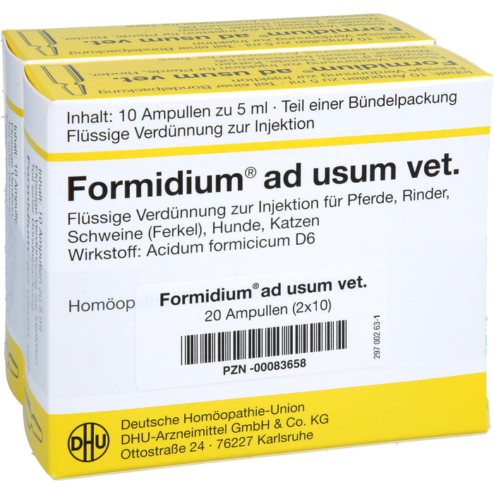 DHU Formidium ad usum vet. flüssige Verdünnung zur Injektion für Pferde, Rinder, Schweine, Schafe, Ziegen, Katzen und Hunde, 20 pcs. Ampoules