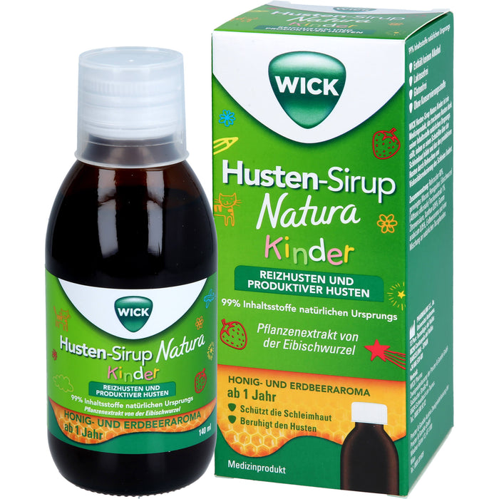 WICK Husten-Sirup Natura für Kinder bei Reizhusten und produktivem Husten, 140 ml Solution