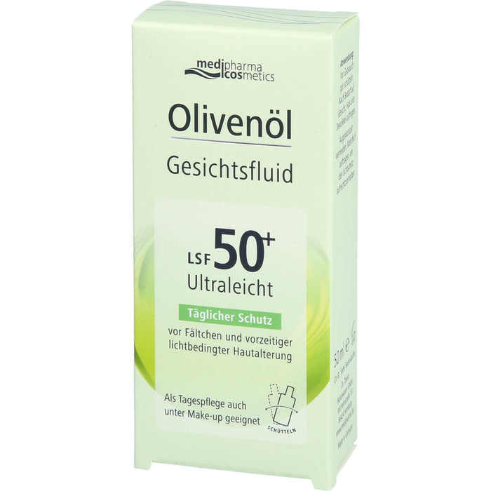 Medipharma Cosmetics Olivenöl Gesichtsfluid LSF 50+ ultraleicht täglicher Schutz vor Fältchen, 50 ml Solution