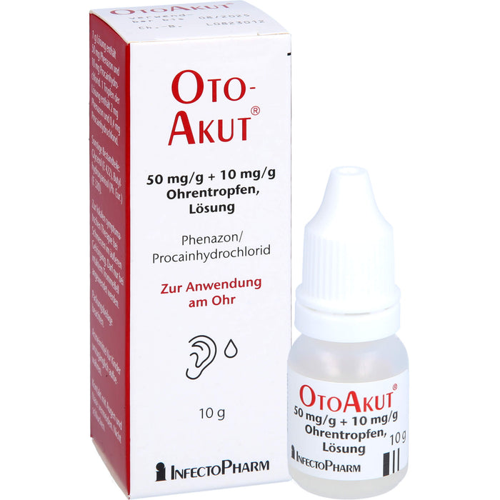 OtoAkut 50 mg/g Phenazon + 10 mg/g Procain hydrochlorid Ohrentropfen, 10 g Solution