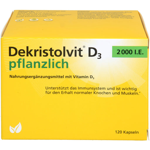 Dekristolvit D3 2000 I.E pflanzliche Kapseln unterstützt das Immunsystem und  den Erhalt normaler Knochen und Muskeln, 120 St. Kapseln