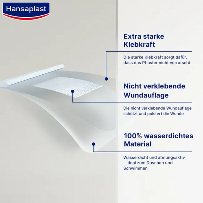 Hansaplast Aqua Protect 10 x 15 cm atmungsaktiver, wasserfester Wundverband polstert die Wunde, ohne zu verkleben, 5 pcs. dressing
