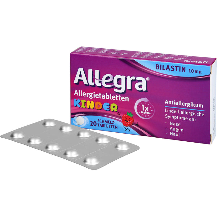 Allegra Allergietabletten für Kinder zergehen auf der Zunge mit leckerem Erdbeergeschmack, 20 St. Tabletten