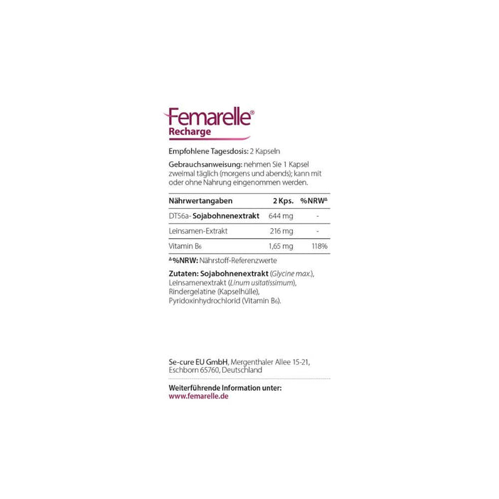 Femarelle Recharge Kapseln reguliert die hormonelle Aktivität, 56 pc Capsules