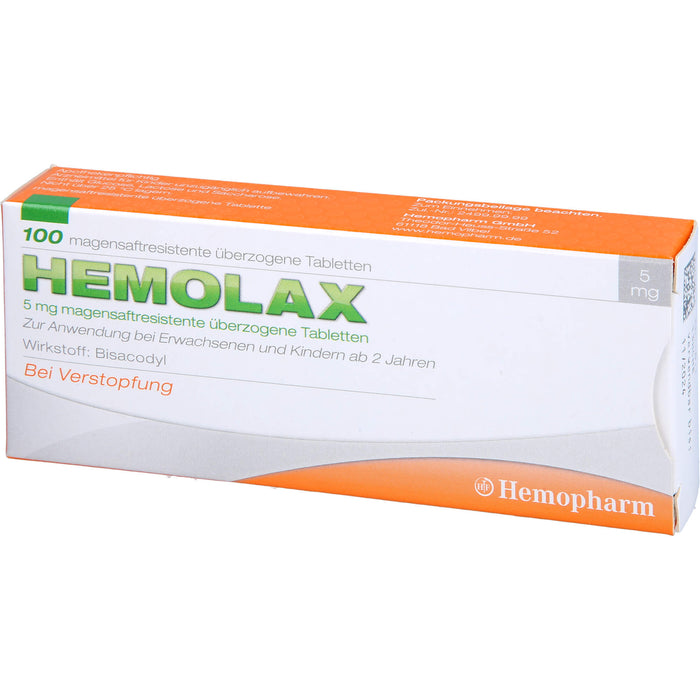Hemolax 5 mg Tabletten bei Verstopfung, 100 pc Tablettes