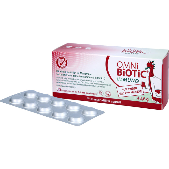 OMNi-BiOTiC iMMUND Lutschtabletten mit Erdbeergeschmack für Kinder und Erwachsene, 60 St. Tabletten