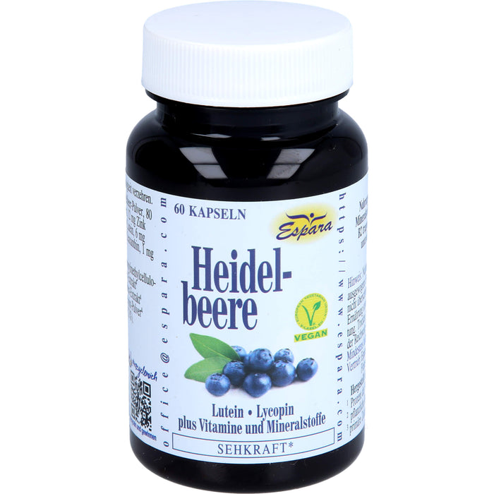 Espara Heidelbeere Kapseln mit Lutein und Lycopin für die Sehkraft, 60 pc Capsules